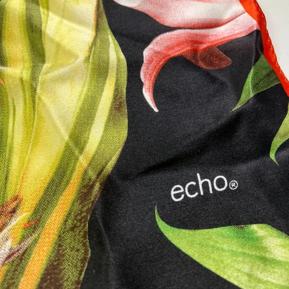 ECHO 100% Silk Tropical Floral Scarf 35.25” Square